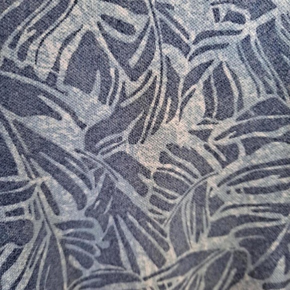 L.L. Bean‎ Traditional Fit Polo Blue Leaf Design Short Sleeve Size Large - Picture 3 of 5